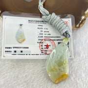 Type A Green  Yellow Lavender Jadeite Guan Yin with Lotus Flower Pendant 35.08g 52.1 by 29.4 by 10.3mm - Huangs Jadeite and Jewelry Pte Ltd