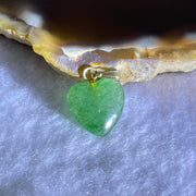 Natural Green Aventurine Mini Heart Pendant with Sliver Gold Color Clasps 0.88g 12.1 by 12.0 by 4.3mm - Huangs Jadeite and Jewelry Pte Ltd