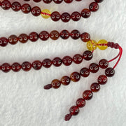 Natural Red Blood with Yellow Amber Beads Necklace 天然血珀项链 12.30g 60cm 5.6mm 110 Beads - Huangs Jadeite and Jewelry Pte Ltd
