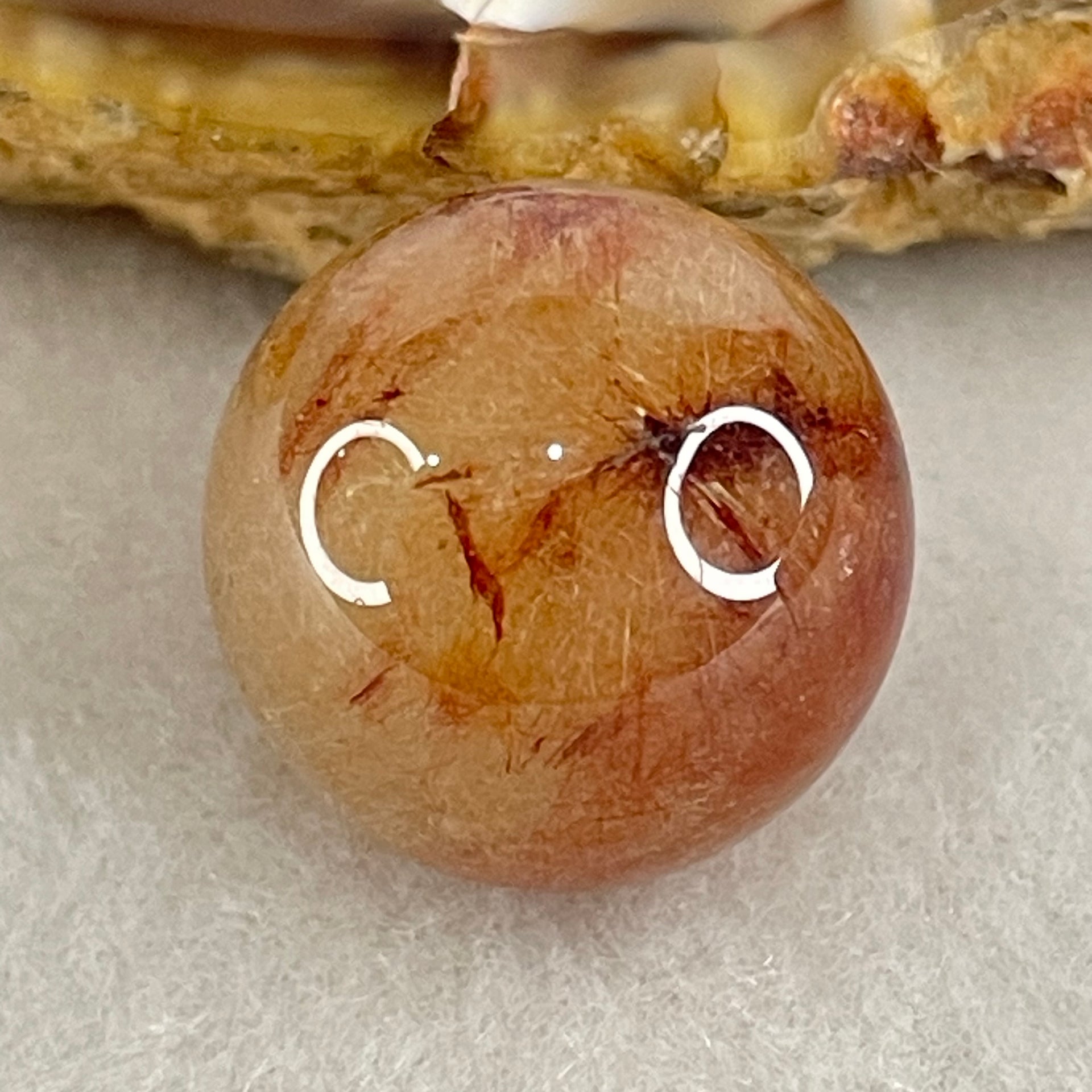 Average Grade Natural Copper Rutilated Quartz Sphere Ball 5.31g 15.6mm - Huangs Jadeite and Jewelry Pte Ltd