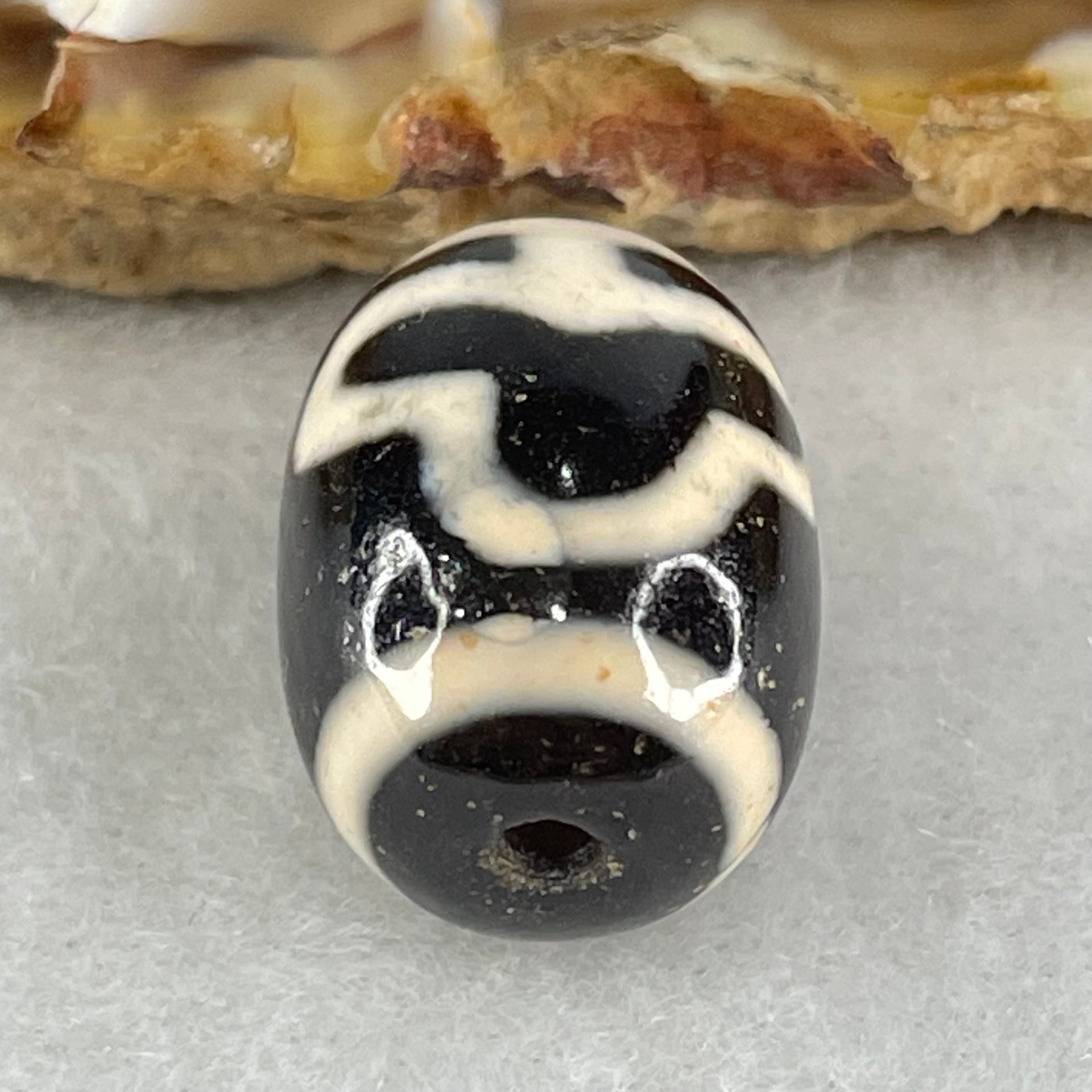 Natural Powerful Tibetan Old Oily Agate Double Bodhi Tree Dzi Bead Heavenly Master (Tian Zhu) 菩提树天珠 4.67g 17.8 by 13.1mm - Huangs Jadeite and Jewelry Pte Ltd