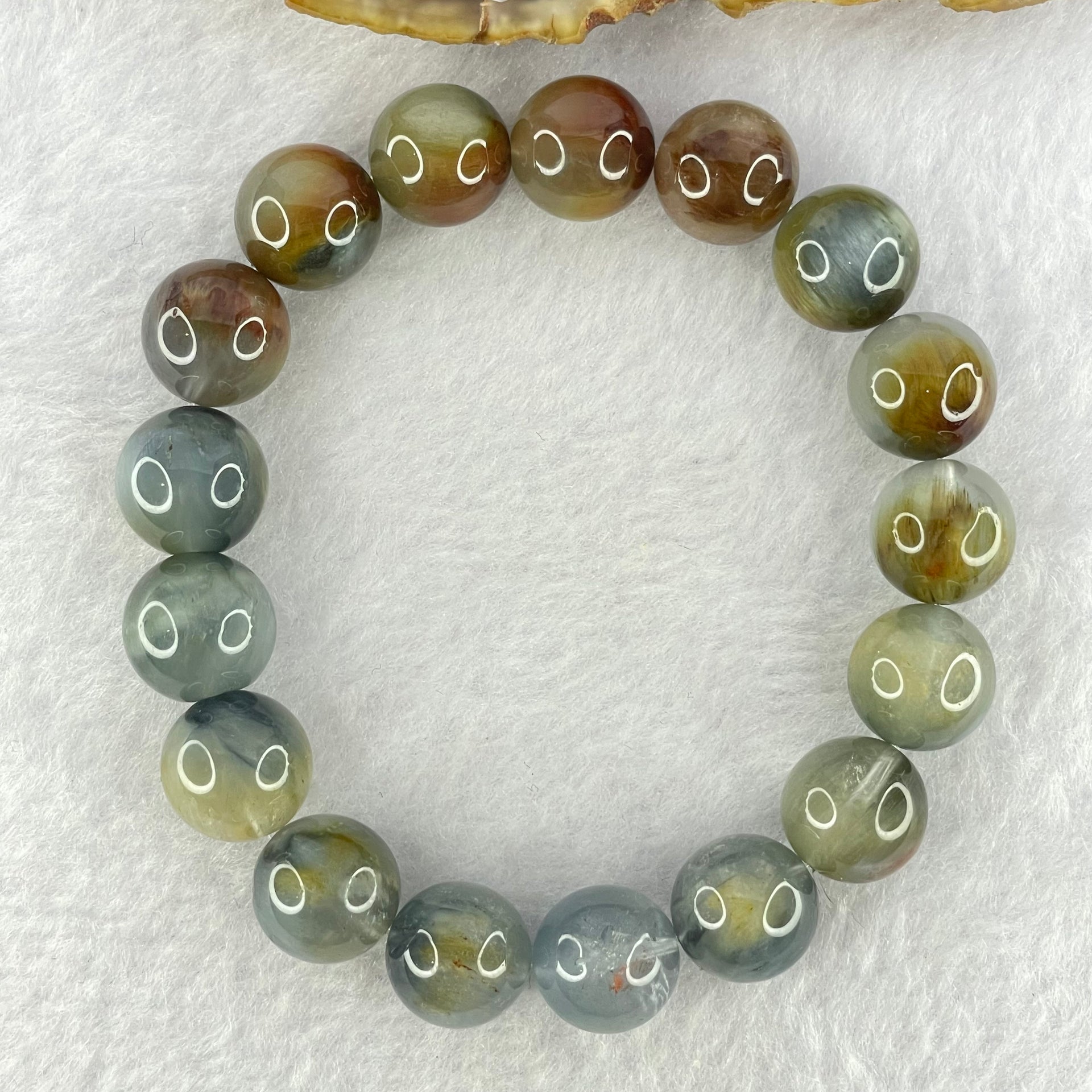 Good Grade Natural Blue Rutilated Quartz Bracelet 43.79g 18cm 12.6mm 17 Beads - Huangs Jadeite and Jewelry Pte Ltd