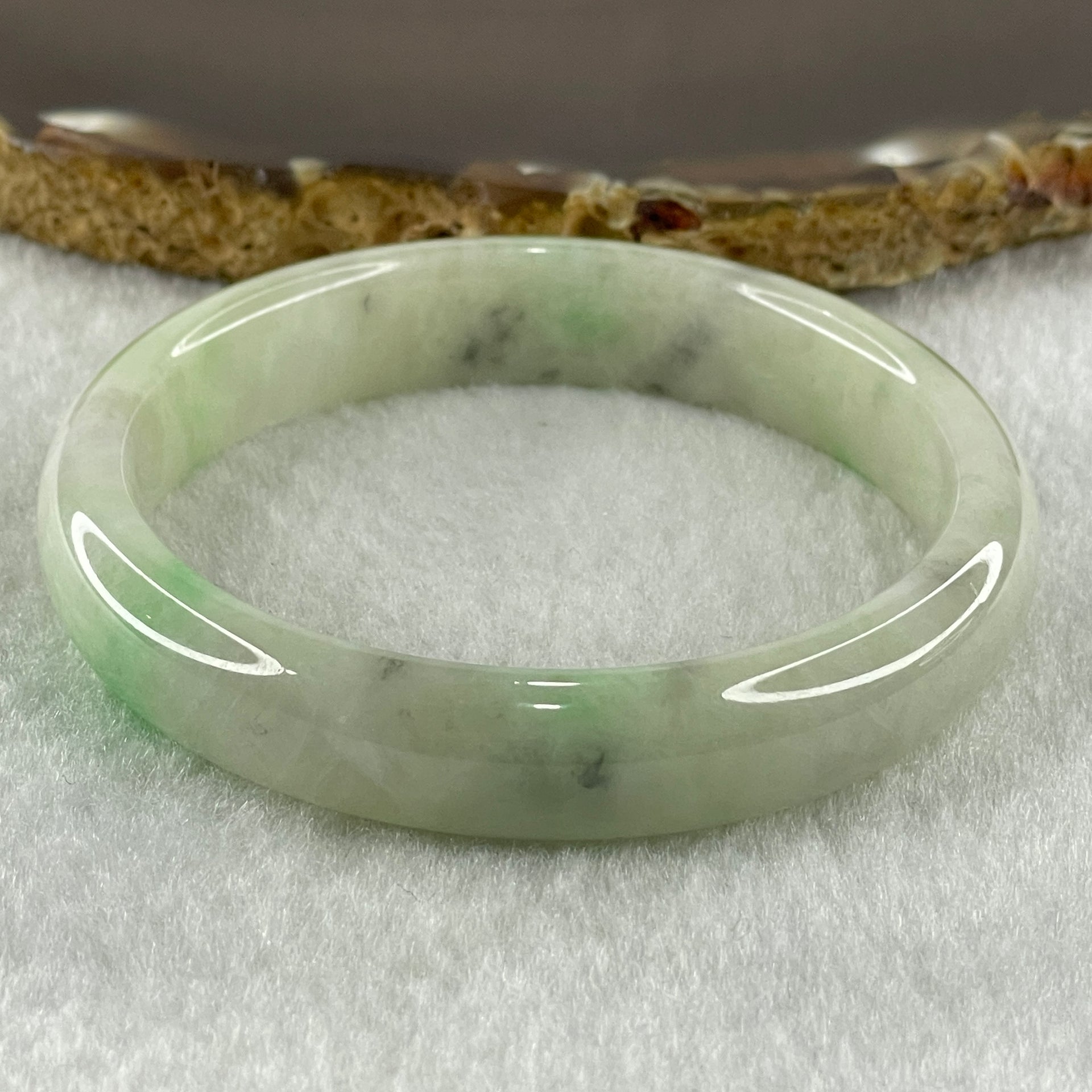 Type A Natural Green with Lavender Jadeite Bangle 33.91g Inner Diameter 51.0mm 10.9 by 7.0mm (Slight Internal Lines) - Huangs Jadeite and Jewelry Pte Ltd