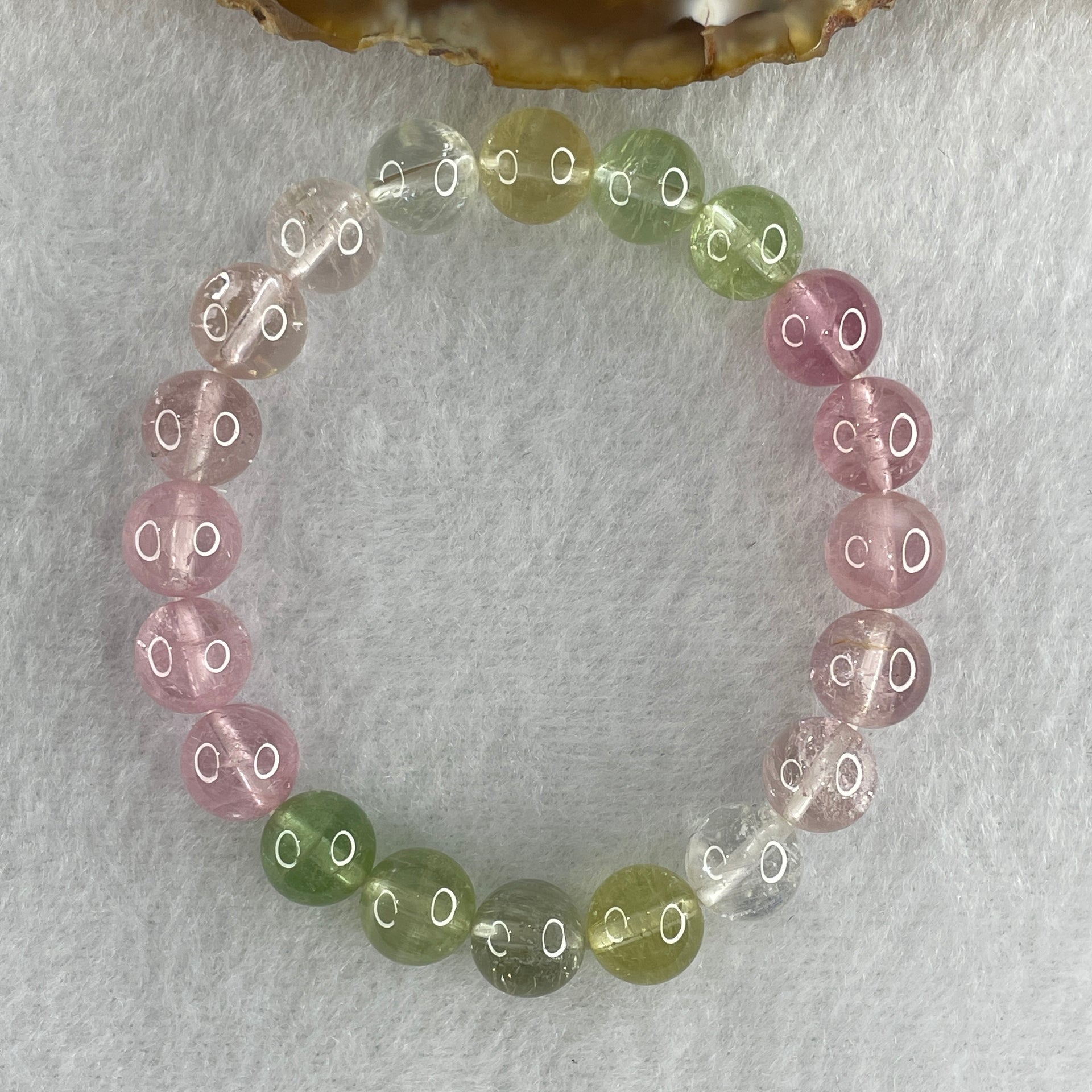 Very Good Natural Tourmaline Crystal Beads Bracelet 19.02g 14cm 8.6mm 20Beads - Huangs Jadeite and Jewelry Pte Ltd