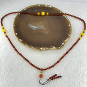 Natural Blood Red with Yellow Amber Beads Necklace 天然血珀项链 12.27g 60cm 9.4mm 3 Beads 5.7mm 6 Beads 5.1mm 104 Beads - Huangs Jadeite and Jewelry Pte Ltd