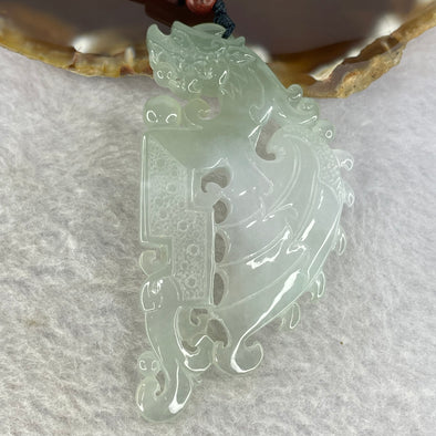Type A Light Lavender and Sky Blue Jadeite Flying Dragon with Wings Pendent 35.98g 71.8 by 38.7 by 7.1 mm - Huangs Jadeite and Jewelry Pte Ltd