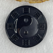 Type A Opaque Black Omphacite Jadeite Yin Yang Coin Pendant 34.30g 49.1 by 9.4mm - Huangs Jadeite and Jewelry Pte Ltd