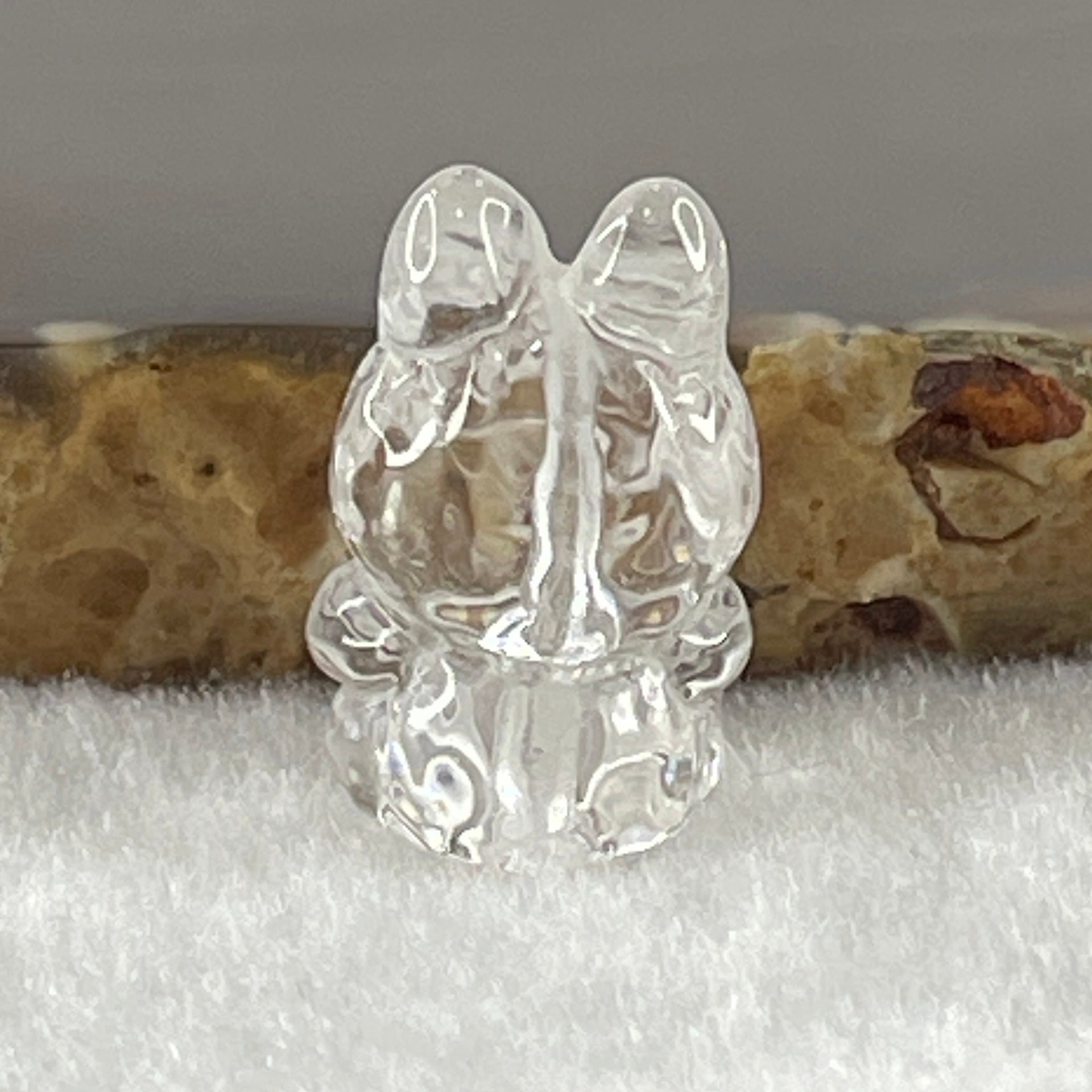 Natural Clear Quartz Labubu Charm Display 3.49g 19.2 by 12.4 by 11.1mm - Huangs Jadeite and Jewelry Pte Ltd