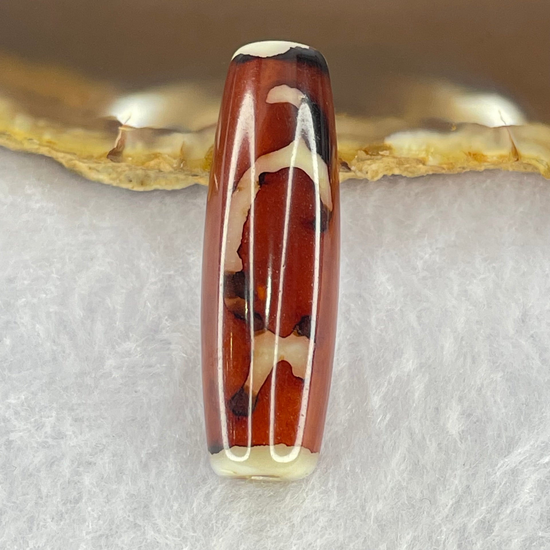 Natural Powerful Tibetan Old Oily Agate Ruyi Dzi Bead Heavenly Master (Tian Zhu) 如意天珠 8.46g 37.7 by 12.0mm - Huangs Jadeite and Jewelry Pte Ltd