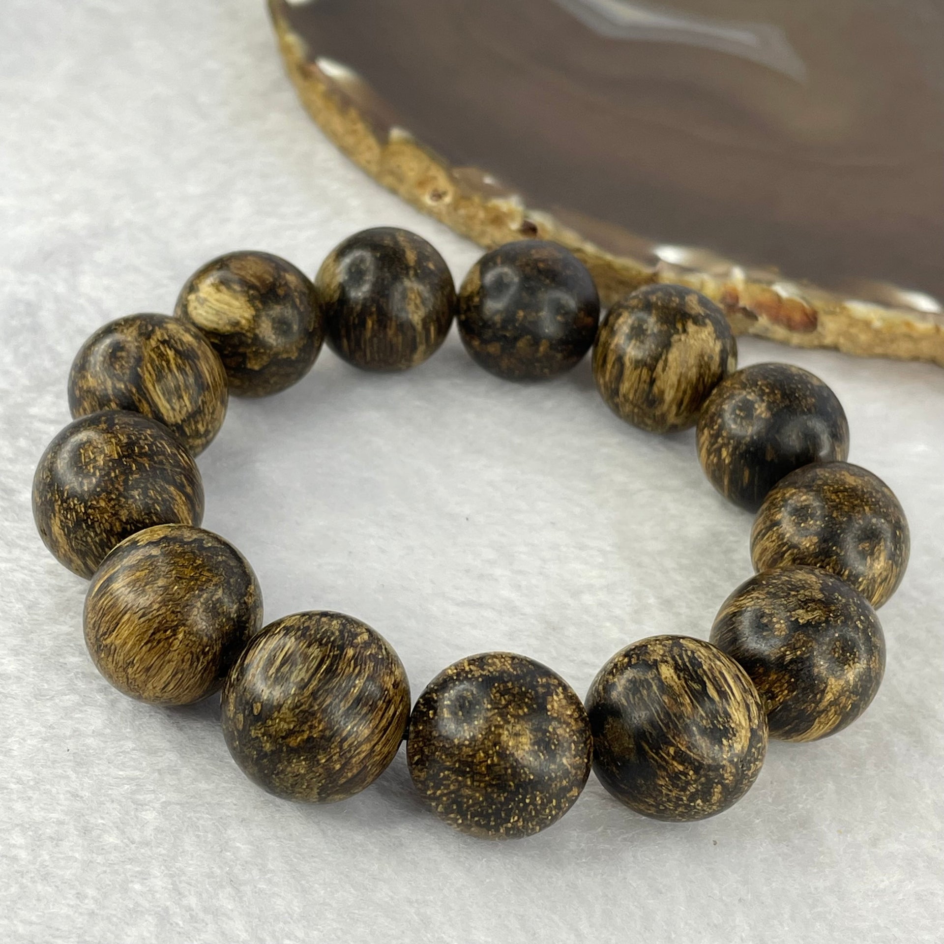 Natural Wild Vietnam Black Kynam Qi Nan Chen Xiang Mu Agarwood Beads Bracelet (Sinking Type 沉水) 天然野生越南黑奇南沉香珠手链 39.37g 20cm 18.0 mm 13 Beads - Huangs Jadeite and Jewelry Pte Ltd