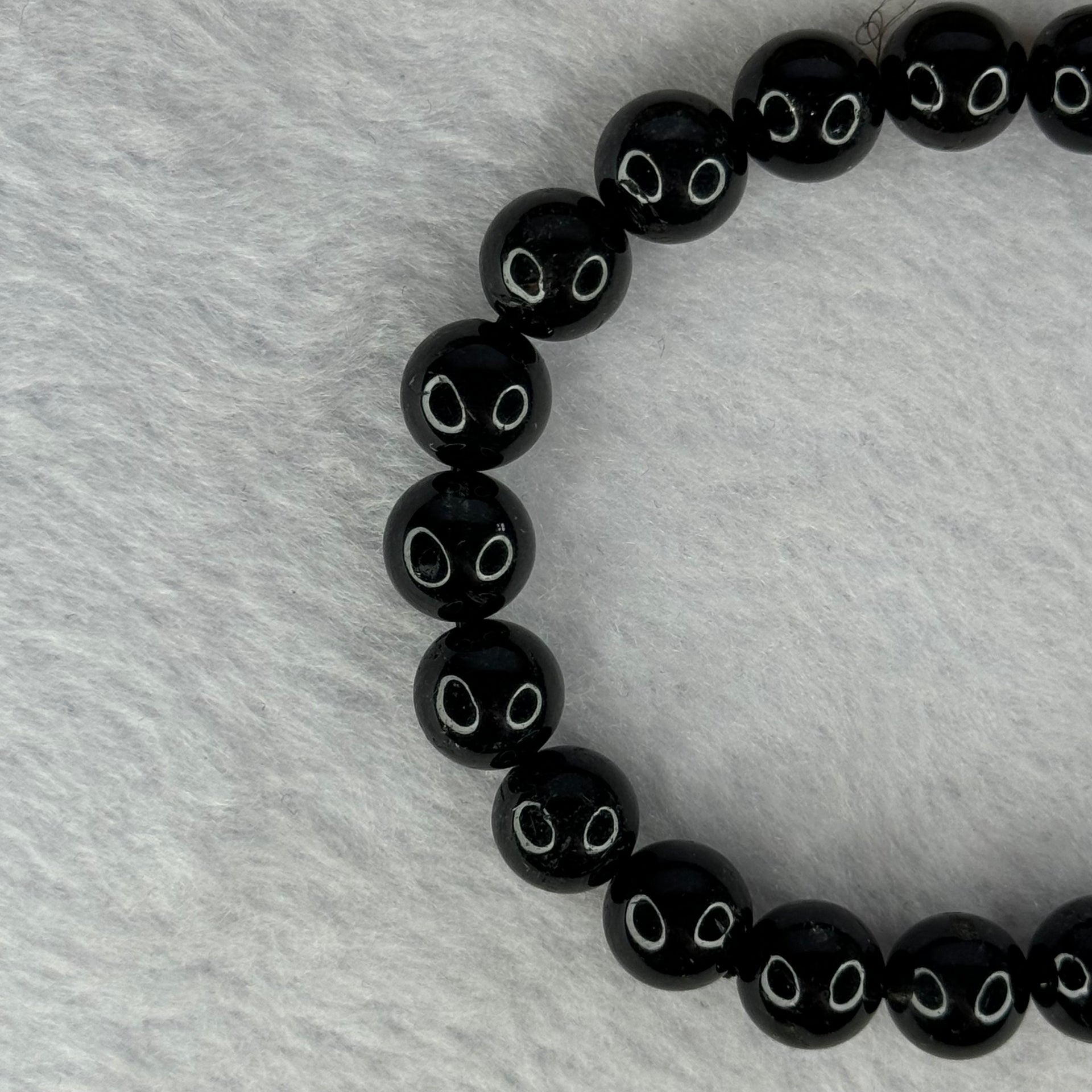 Natural Black Rutilated Quartz Beads Bracelet 天然黑发水晶手链 23.53g 16cm 9.4mm 21 Beads - Huangs Jadeite and Jewelry Pte Ltd