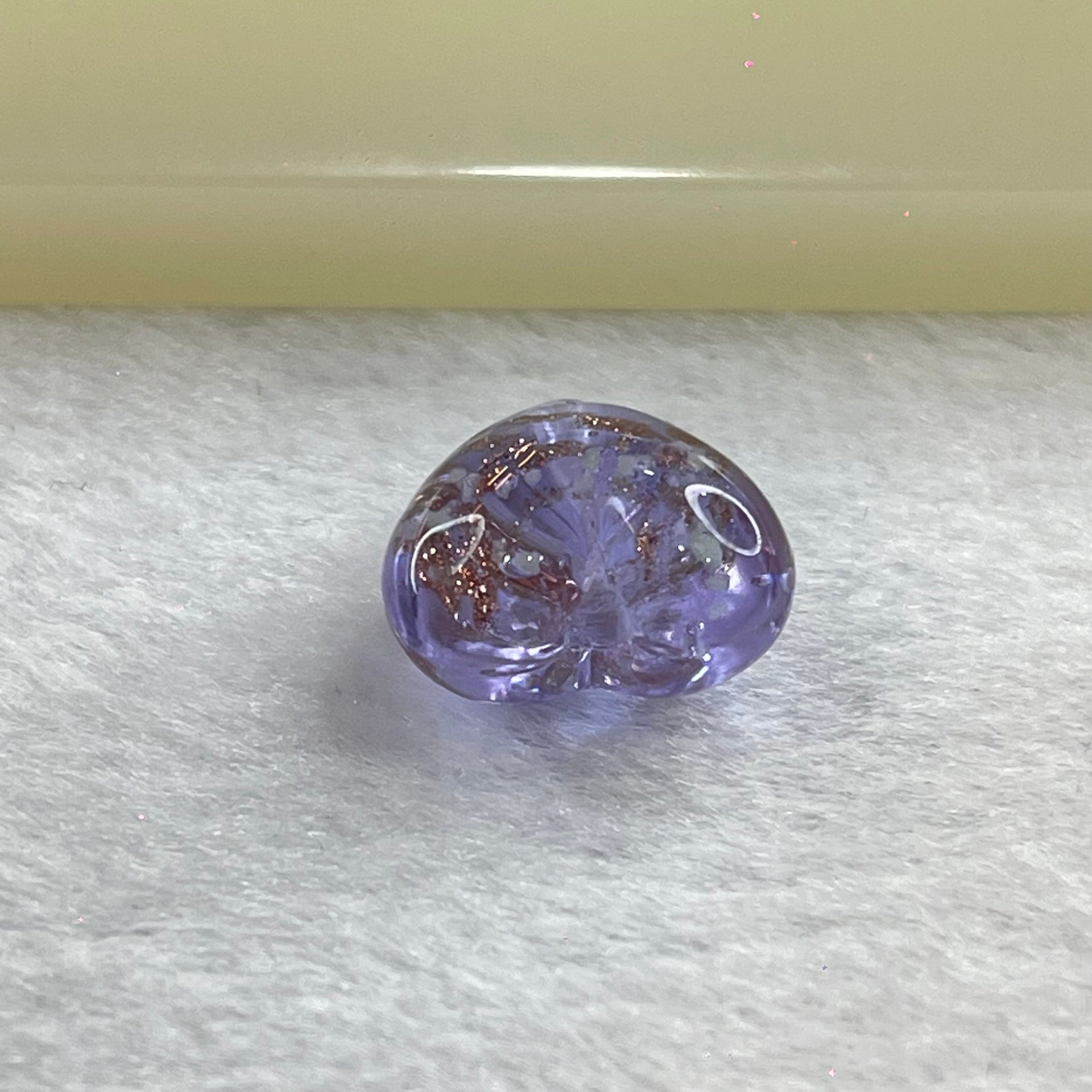 Purple Glass Heart with Glitters Charm for Bracelet 3.03g 15.9 by 15.8 by 10.3mm - Huangs Jadeite and Jewelry Pte Ltd