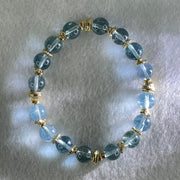 Good Grade Natural Blue Topaz Beads Bracelet 26.61g 16cm 8.8mm 16 Beads - Huangs Jadeite and Jewelry Pte Ltd
