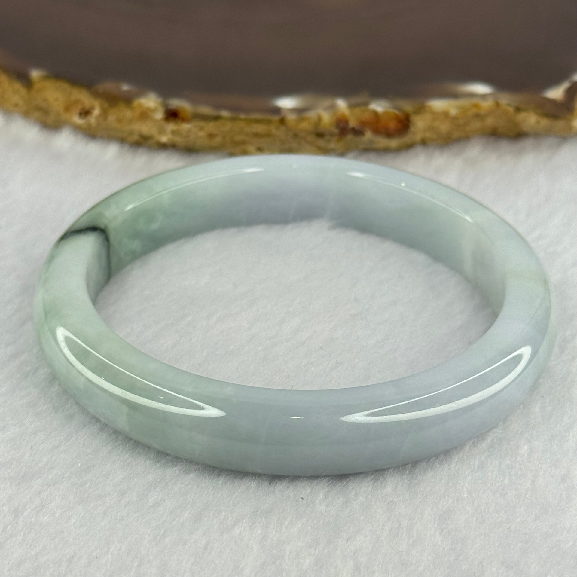 Type A Lavender with Light and Dark Green Patches Jadeite Bangle 48.57g Internal Diameter 58.2mm 11.1 by 8.0mm (Very Slight External Rough) - Huangs Jadeite and Jewelry Pte Ltd