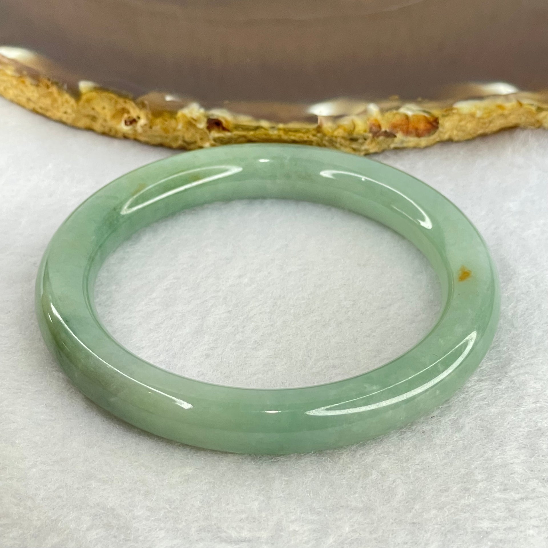 Type A Blueish Green Jadeite Bangle Internal Diameter 53.9mm 43.94g 9.3 by 9.3mm (Internal Lines) - Huangs Jadeite and Jewelry Pte Ltd
