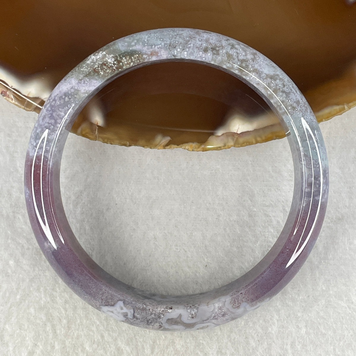 Natural Purple Moss Agate Bangle | (36.57g | 54.5mm Inner Diameter | 12.6x7.1mm | Close to Perfect | Synergy, Noble Fortune, Spiritual Wisdom & Aura Protection Shield)
