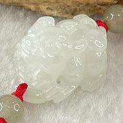 Type A Faint Lavender to White Jadeite Male Pixiu String Bracelet 7.96g 19.0 by 14.1 by 13.4mm - Huangs Jadeite and Jewelry Pte Ltd