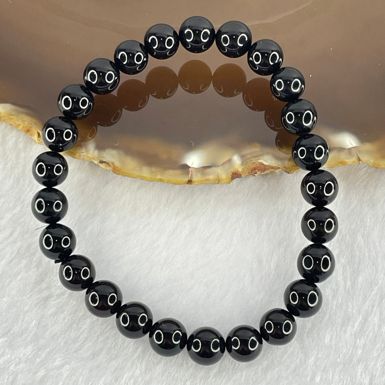 Natural Blood Red Amber Beads Bracelet 6.10g 16cm 7.5mm 25 Beads - Huangs Jadeite and Jewelry Pte Ltd