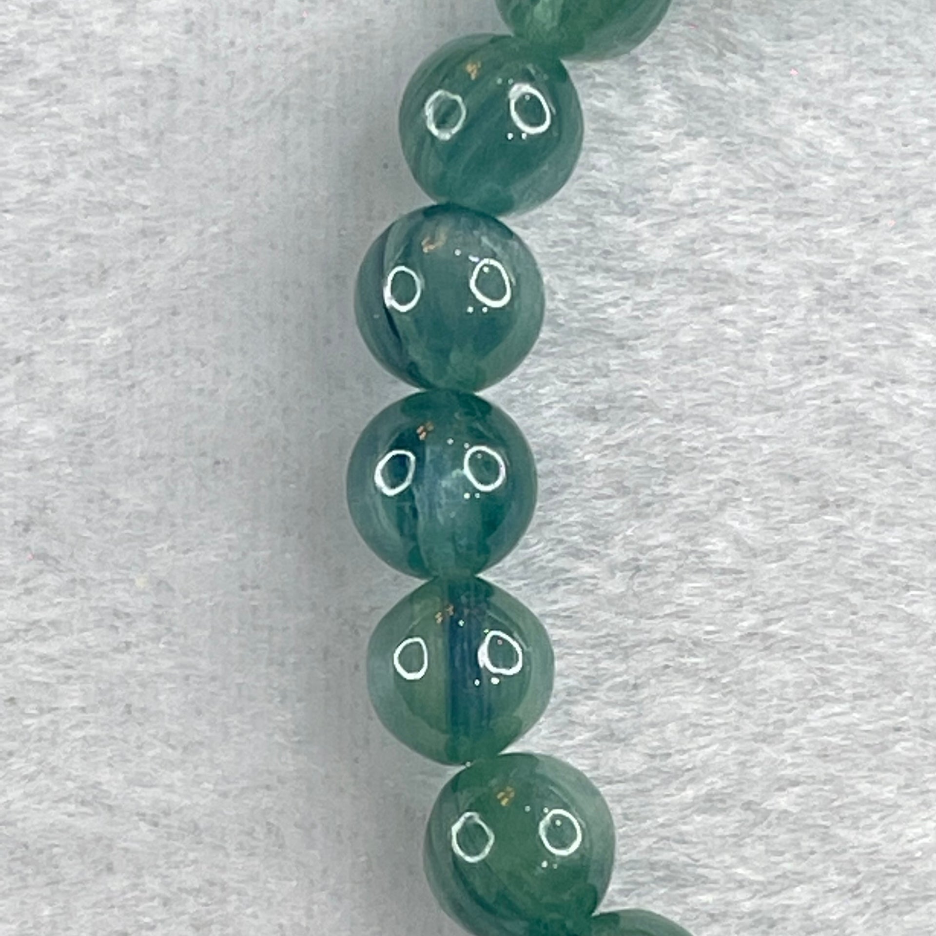 Natural Blueish Green Aquamarine Beryl Beads Bracelet 20.06g 17cm 8.1mm 25 Beads - Huangs Jadeite and Jewelry Pte Ltd