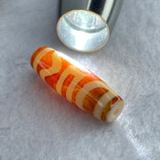 Natural Powerful Tibetan Old Oily Red Orange White Agate Sky Door Serenity 1 Eye Dzi Bead Heavenly Master (Tian Zhu) 一眼天诛 9.44g 38.1 by 12.5mm - Huangs Jadeite and Jewelry Pte Ltd