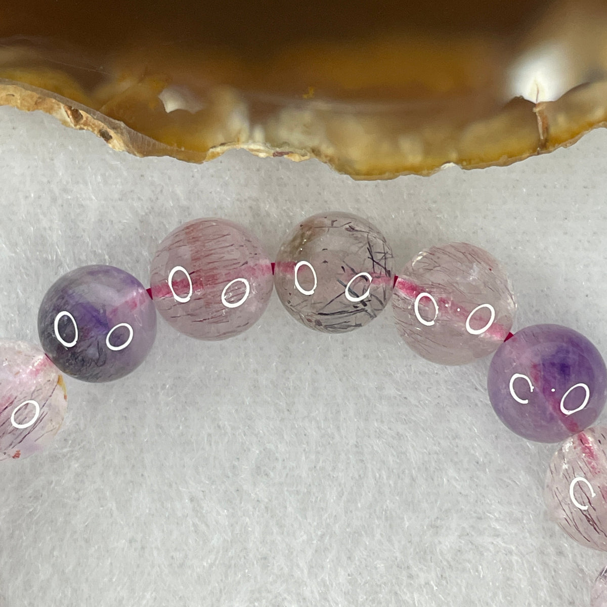 Certified Above-Average Grade Natural Super 7 Crystal Beads Bracelet | High-Density Multi-Bead Strand | Authentic Sacred Seven Multi-Mineral Inclusions Quartz Spiritual Catalyst & Auric Shield Bracelet (22.33g | 15.5cm Length | 9.3mm | 21 Beads)