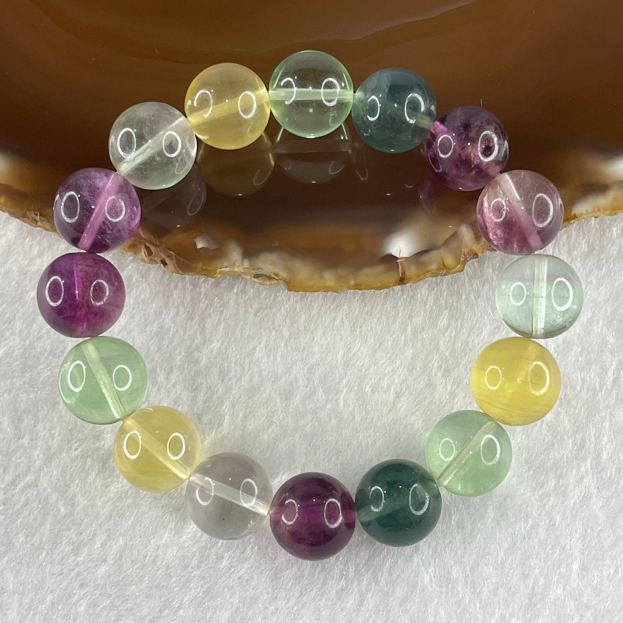 Very Good Natural Fluorite Beads Bracelet 36.72g 14cm 11.4mm 16 Beads