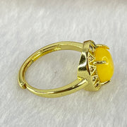 Natural Butterscotch Amber in  S925Sliver Gold Color Ring (Adjustable Size) 2.83g 9.9 by 7.9 by 4.0mm - Huangs Jadeite and Jewelry Pte Ltd