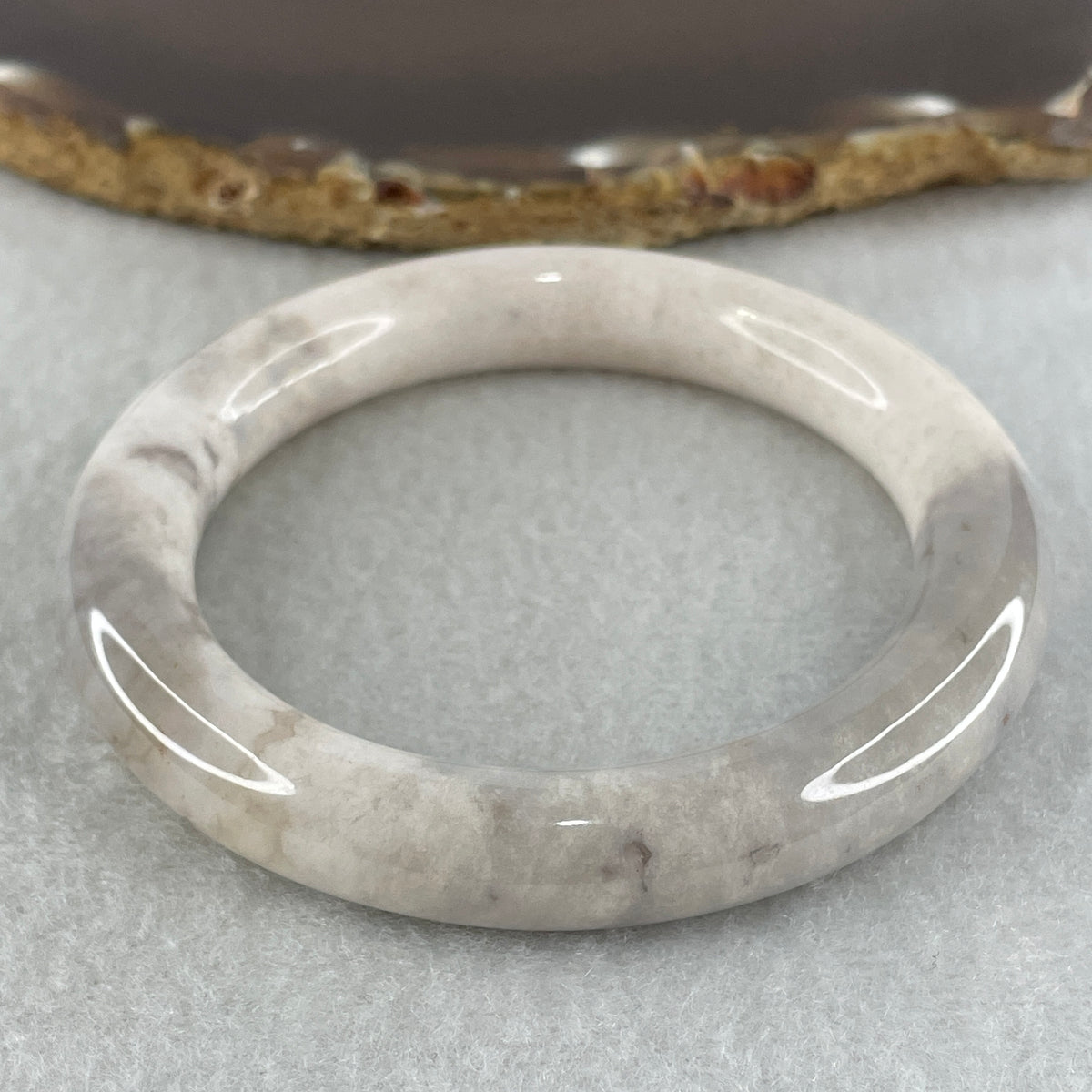 Natural Purple Flower Agate Full Round Bangle | (43.21g | 53.8mm ID | 10.7 x 10.3mm | Close to Perfect | Royal Blooming Grace & Spiritual Elevation Anchor, Feng Shui Blessing & Sovereign Fu Zhuo Bangle) - Huangs Jadeite and Jewelry Pte Ltd