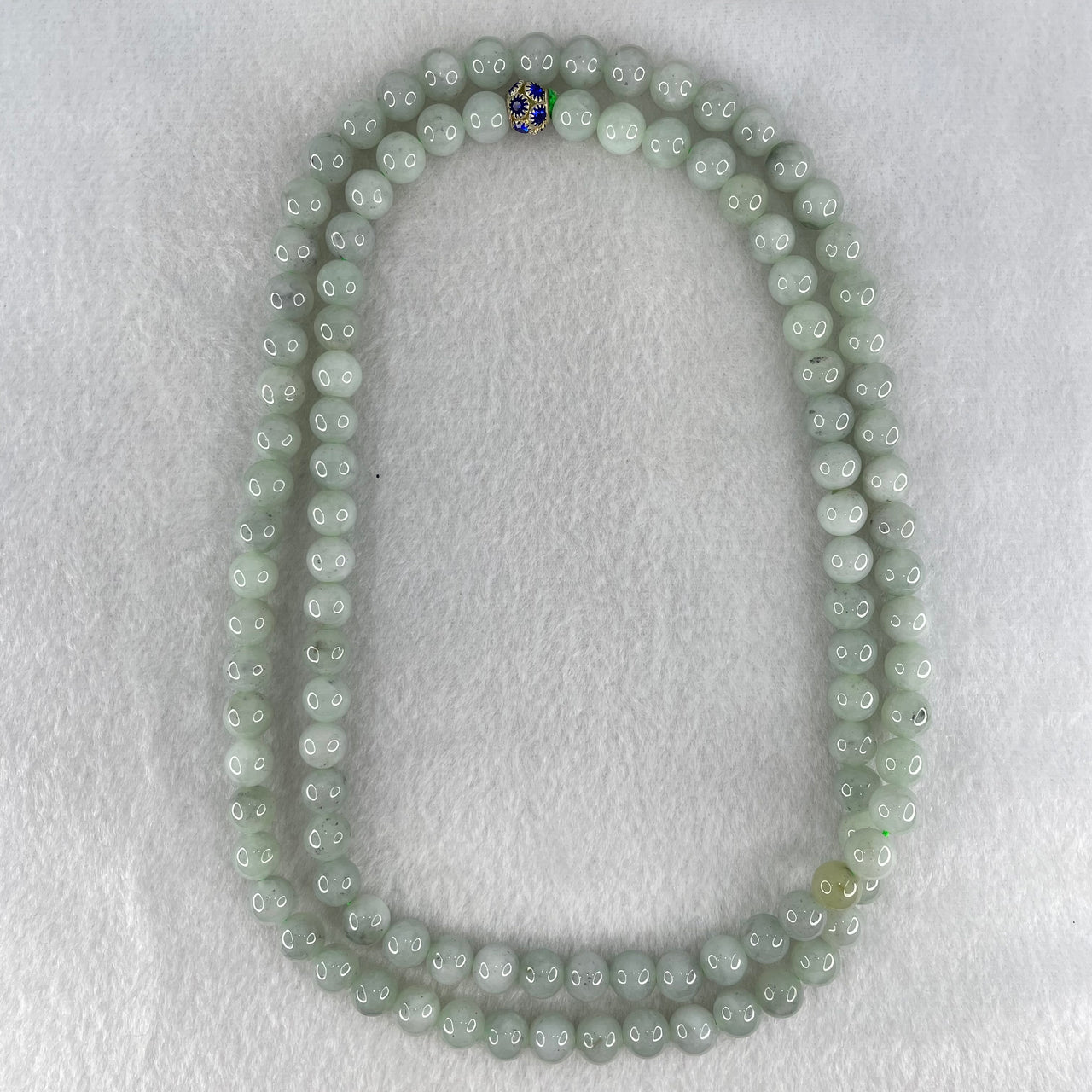 Type A Sky Blue with Wuji Jadeite Beads Necklace 96.97g 82cm 8.1mm 108 Beads - Huangs Jadeite and Jewelry Pte Ltd