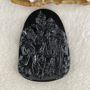 Certified Natural Type A Black Omphacite Jadeite Fu Lu Shou Pendant 33.09g 60.4 by 43.1 by 7.8mm - Huangs Jadeite and Jewelry Pte Ltd