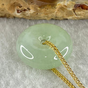Type A Natural Semi Icy Light Green Jadeite Ping An Kou Pendant 4.19g 15.5 by 6.0mm - Huangs Jadeite and Jewelry Pte Ltd