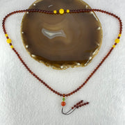 Natural Blood Red with Yellow Amber Beads Necklace 天然血珀项链 12.27g 60cm 9.4mm 3 Beads 5.7mm 6 Beads 5.1mm 104 Beads - Huangs Jadeite and Jewelry Pte Ltd