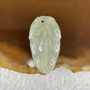 Type A Semi Icy Light Blueish Green Jadeite Leaf Pendant 2.06g 26.7 by 15.0 by 3.5mm - Huangs Jadeite and Jewelry Pte Ltd