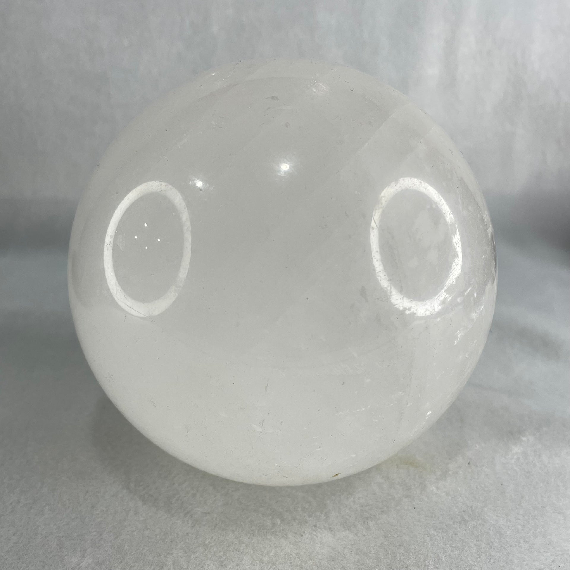 Natural Milky White Quartz Crystal Sphere Ball with Wooden Stand 1,706.3g 103.0 by 130.0mm - Huangs Jadeite and Jewelry Pte Ltd