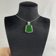 Natural Type A Omphacite Green Jadeite Wushipai Necklace in S925 Silver | (5.88g | 44cm S925 | 18.0 x 16.0 x 3.5mm | Unobstructed Peace & Supreme Protection Anchor, Feng Shui Prosperity & Executive Calm Necklace) - Huangs Jadeite and Jewelry Pte Ltd