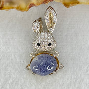 Rare Natural Blue Dumortierite Rutilated Quartz in S925 Sliver Rabbit Pendant 2.48g 9.0g 7.4 by 5.0mm - Huangs Jadeite and Jewelry Pte Ltd