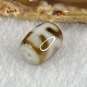 Natural Powerful Tibetan Old Oily Dark Brown with White Agate Patina Guiren Tairen Human Dzi Bead Totem Amulet Heavenly Master (Tian Zhu) 贵人天诛 2.70g 13.6 by 10.7mm - Huangs Jadeite and Jewelry Pte Ltd