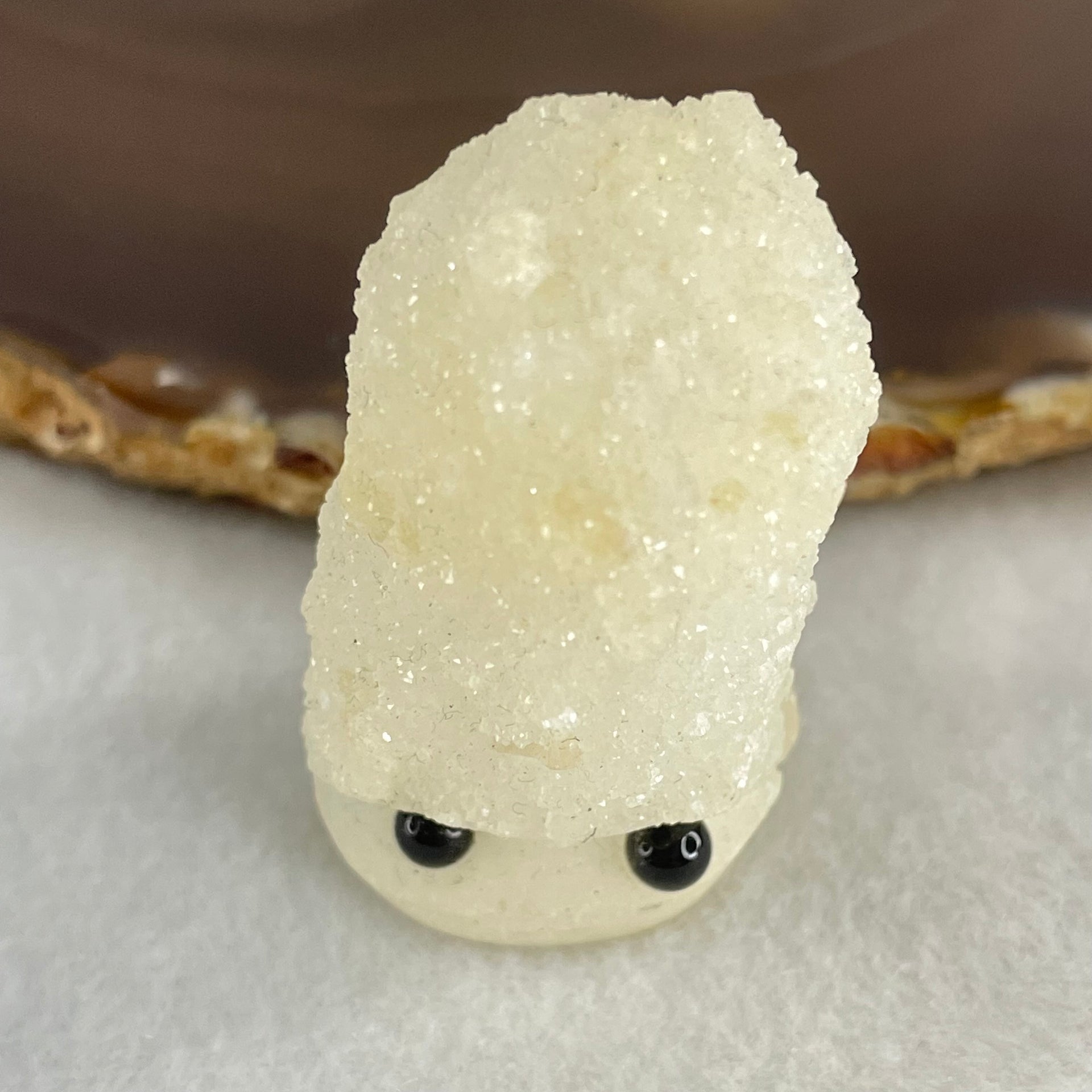 Natural White Milky Quartz Mini Hedgehog Display 43.66g 47.0 by 26.8 by 26.1mm - Huangs Jadeite and Jewelry Pte Ltd