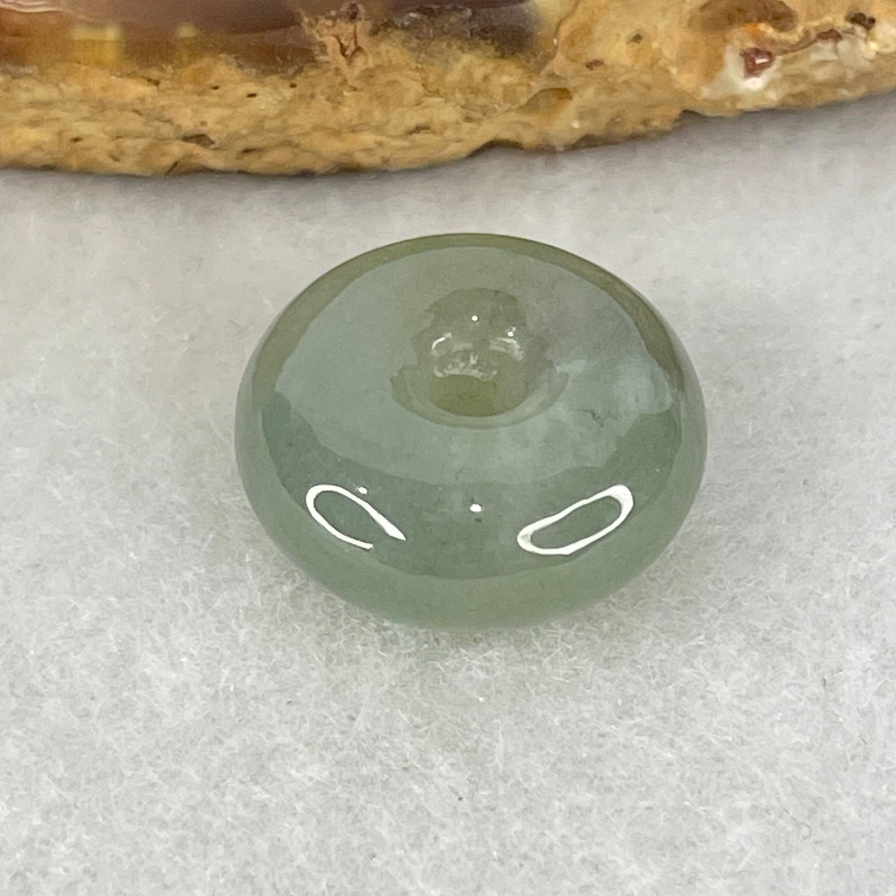 Type A Grey Jadeite Ping An Kou Donut Charm Pendant 3.28g 15.6 by 6.7mm - Huangs Jadeite and Jewelry Pte Ltd