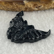 Type A Opaque Black Omphacite Butterfly Pendant Charm 5.11g 29.8 by 23.3 by 6.0mm - Huangs Jadeite and Jewelry Pte Ltd