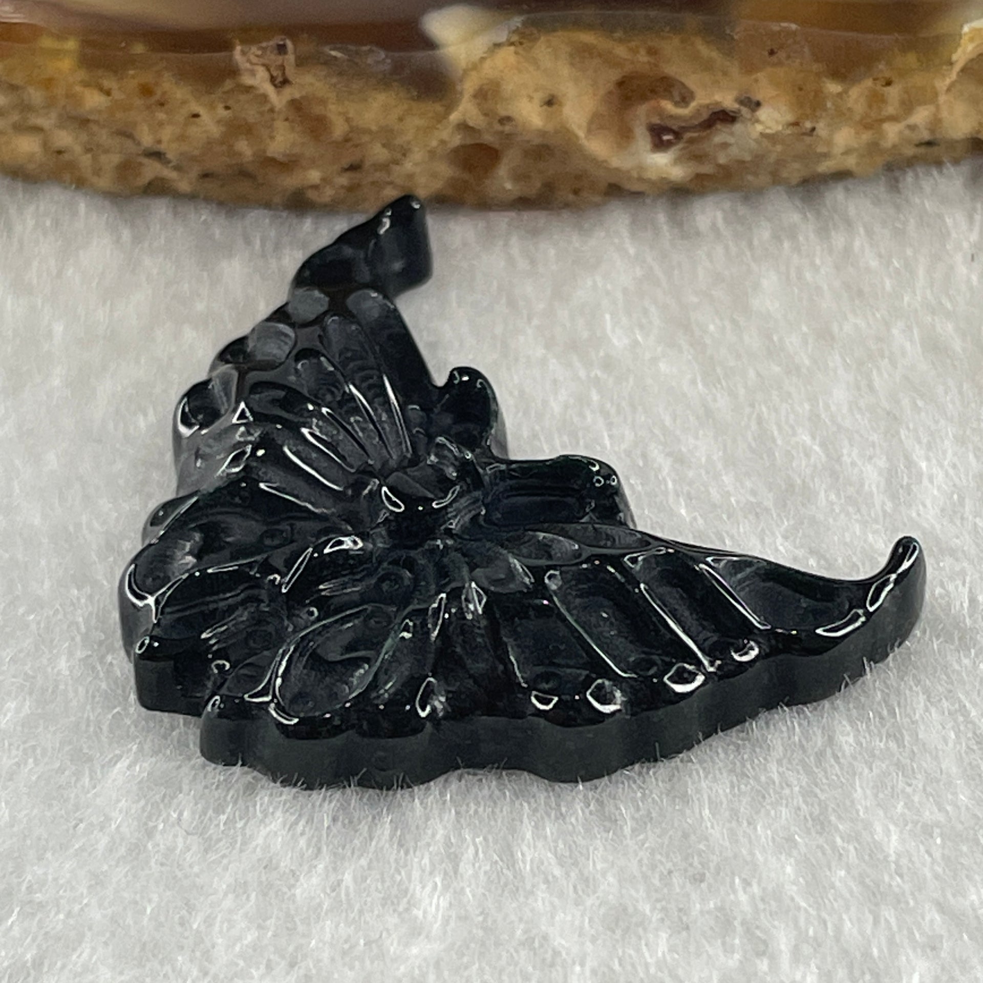 Type A Opaque Black Omphacite Butterfly Pendant Charm 5.11g 29.8 by 23.3 by 6.0mm - Huangs Jadeite and Jewelry Pte Ltd