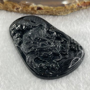 Type A Opaque to Partial Translucent Black Omphacite Jadeite Dragon Carp Pendant 20.39g 57.5 by 36.6 by 7.5mm - Huangs Jadeite and Jewelry Pte Ltd