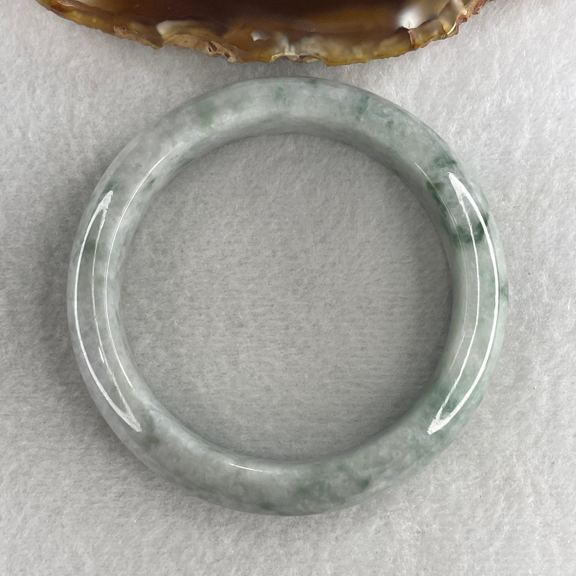 Natural Type A Light Green with Light Lavender and Blueish Green Piao Hua Jadeite Bangle 69.25g Internal Diameter 57.5mm 14.0 by 9.7mm (Close to Perfect) - Huangs Jadeite and Jewelry Pte Ltd