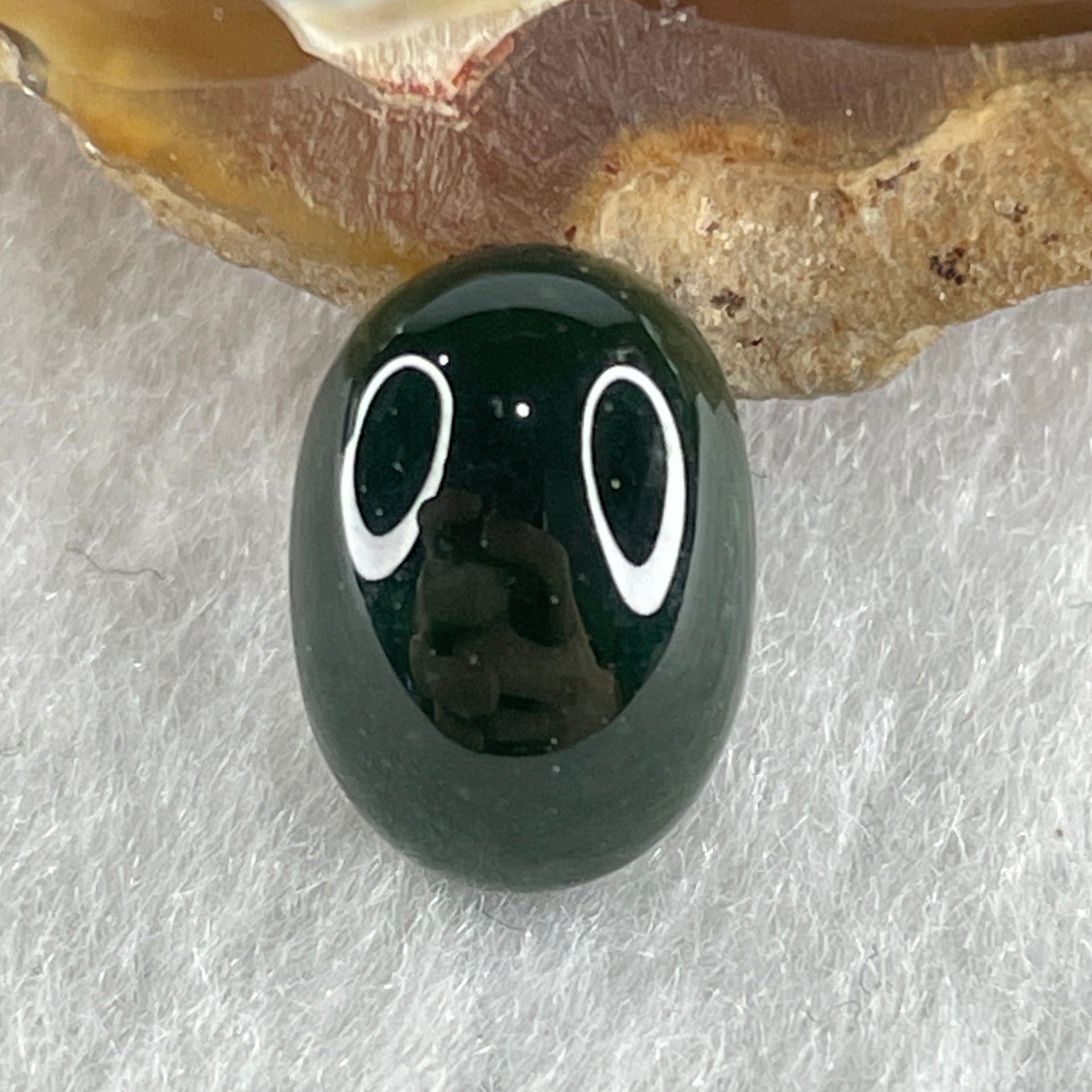 Type A Translucent Black Omphacite Jadeite Round Cabouchon Stone For Setting 0.93g 11.7 by 8.4 by 4.6mm - Huangs Jadeite and Jewelry Pte Ltd