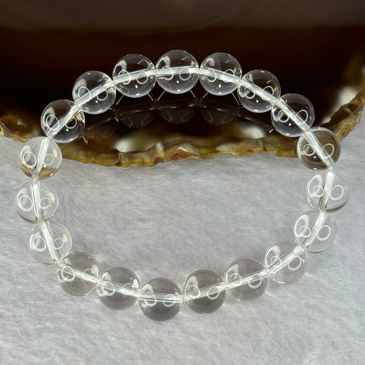 Natural Clear Quartz Bracelet 天然白水晶手链 30.91g 17cm 10.6mm 19 Beads - Huangs Jadeite and Jewelry Pte Ltd