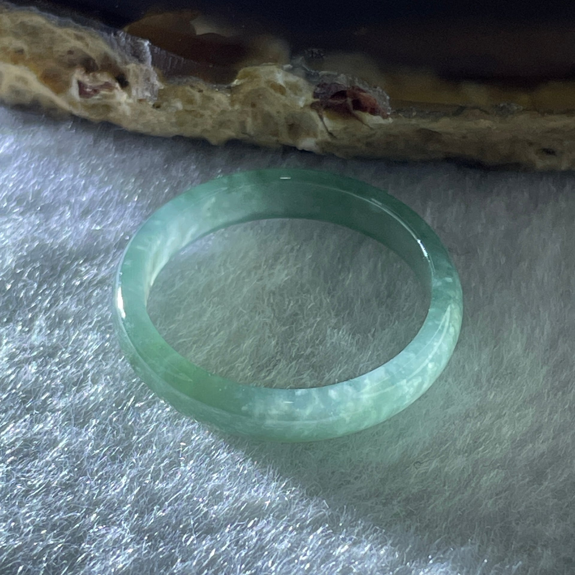 Certified Natural Type A Semi Icy Green Jadeite Ring 1.27g 3.7 by 2.1mm US 7.5 HK 16.5 (Perfect) - Huangs Jadeite and Jewelry Pte Ltd