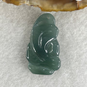 Natural Type A Blueish Green Jadeite 9 Tail Fox Pendant 4.65g 27.6 by 15.3 by 6.0mm - Huangs Jadeite and Jewelry Pte Ltd