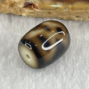 Natural Powerful Tibetan Old Oily Dark and Light Brown Agate Cai Shen Dzi Bead Heavenly Master (Tian Zhu) 2.65g 13.4 by 10.5mm - Huangs Jadeite and Jewelry Pte Ltd
