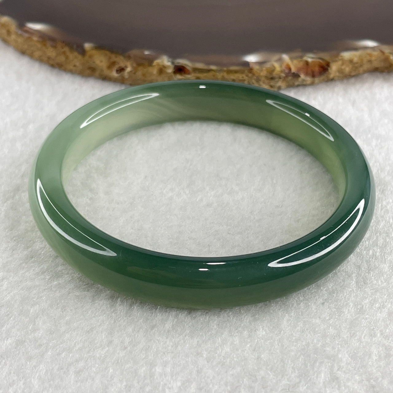 Certified Natural Icy Green Agate Bangle 33.52g Internal Diameter 58.3mm 10.7 by 7.5mm ( Perfect) - Huangs Jadeite and Jewelry Pte Ltd