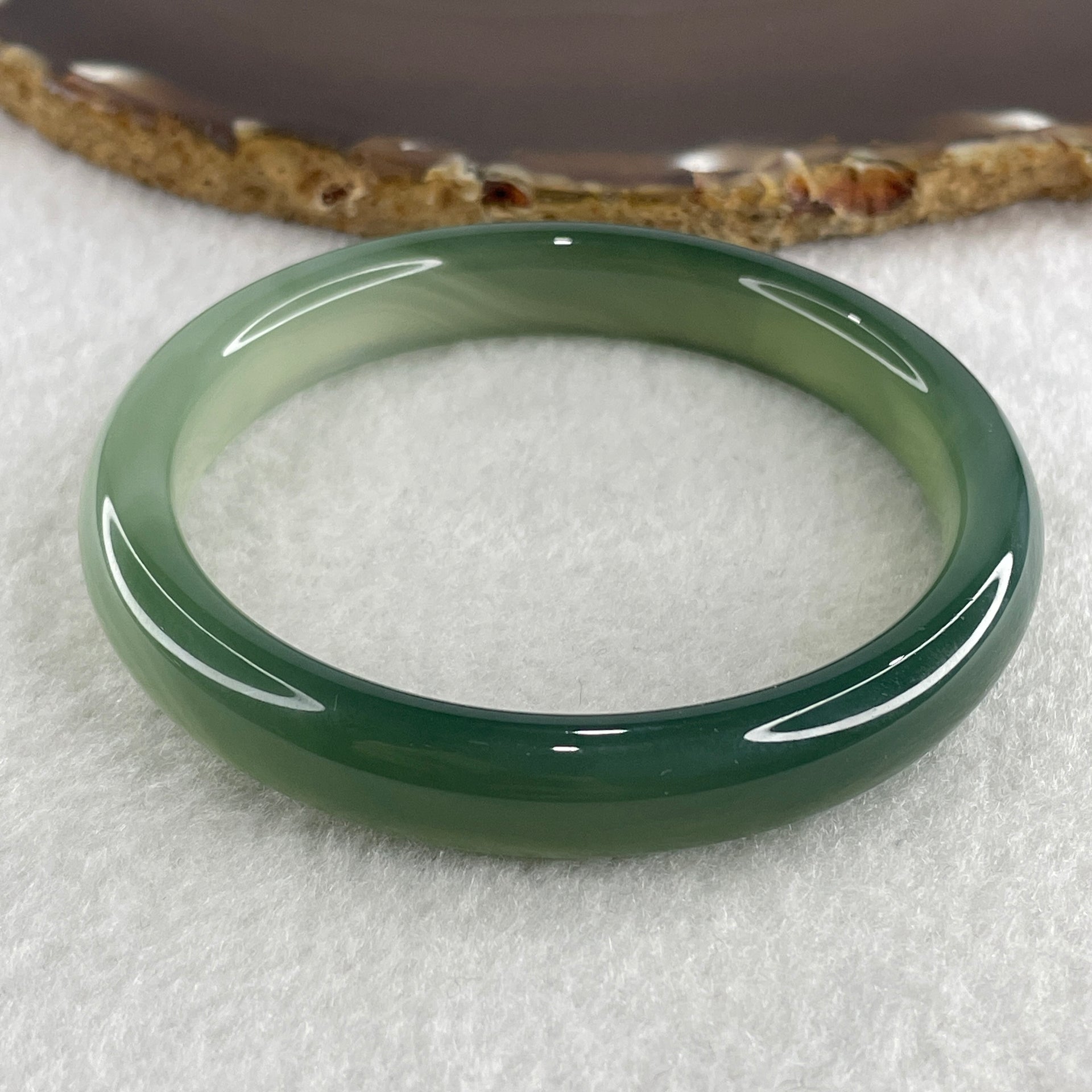 Certified Natural Icy Green Agate Bangle 33.52g Internal Diameter 58.3mm 10.7 by 7.5mm ( Perfect) - Huangs Jadeite and Jewelry Pte Ltd